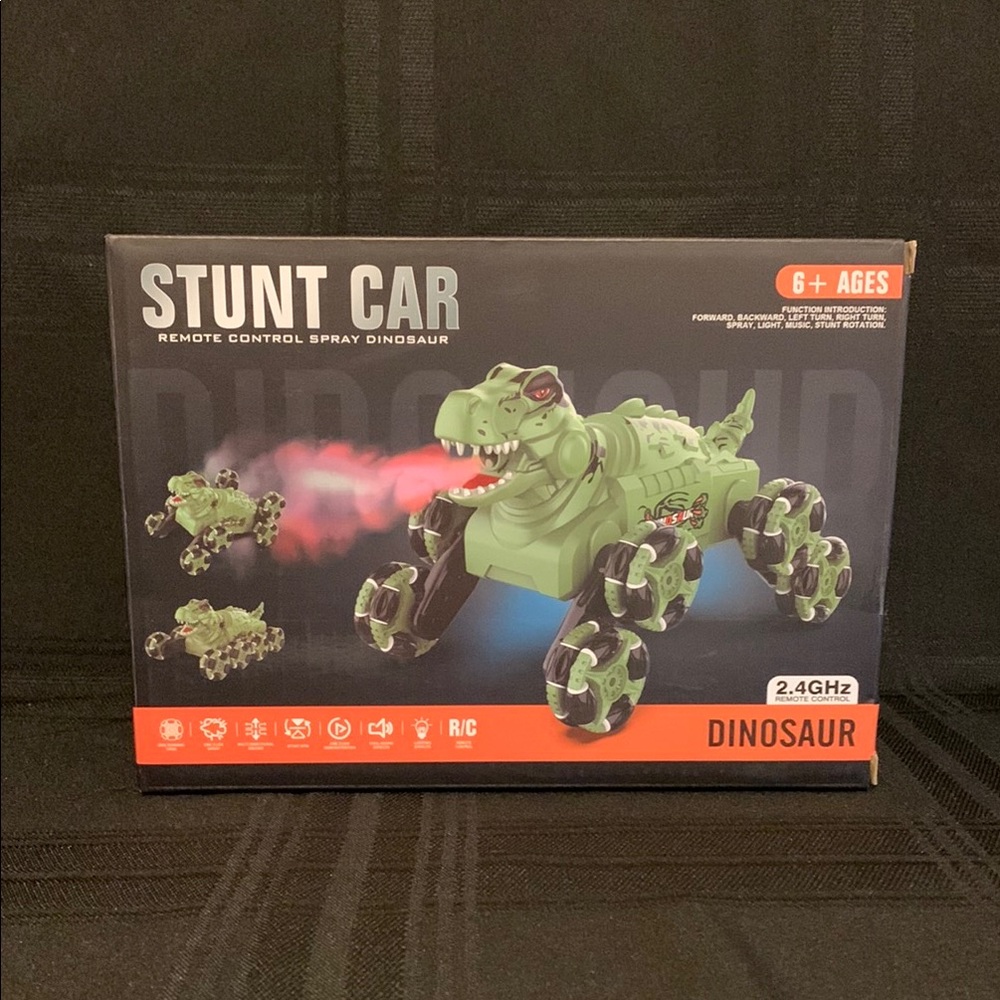 Stunt Car Remote Control Spray Dinosaur - Green